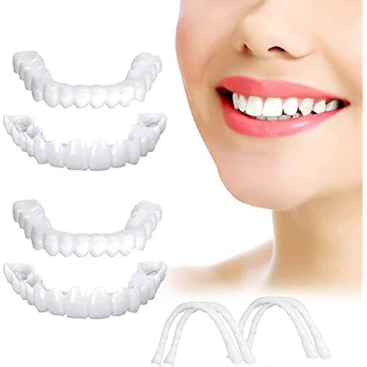 2 Pairs Fake Teeth Dentures for Temporary Teeth Restoration