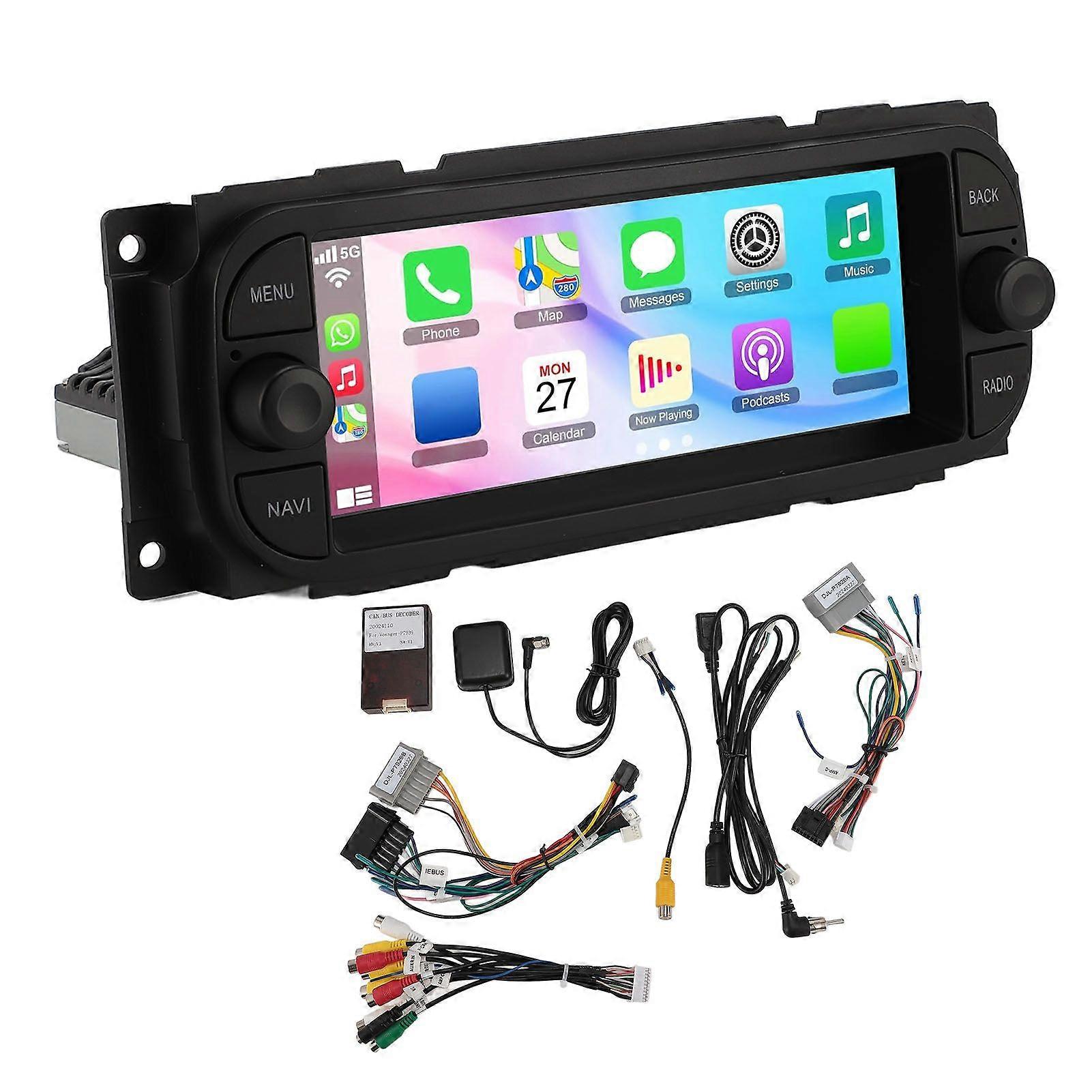 Car Radio with Bluetooth Navigation for CarPlay for Android Auto 2GB 32GB 6.86 Inch IPS Touch Screen Stereo Radio for Grand Cherokee 1999 to 2004