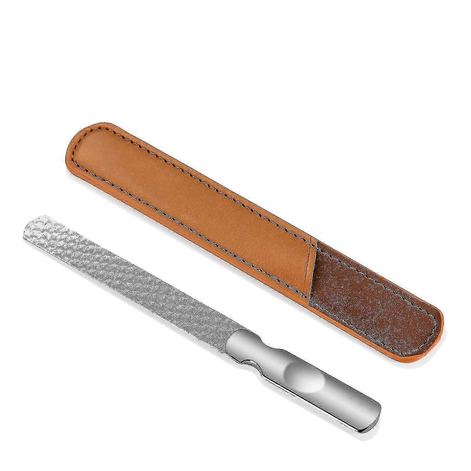 Stainless Steel Nail File With Non-slip Handle And Holster, Double Sided