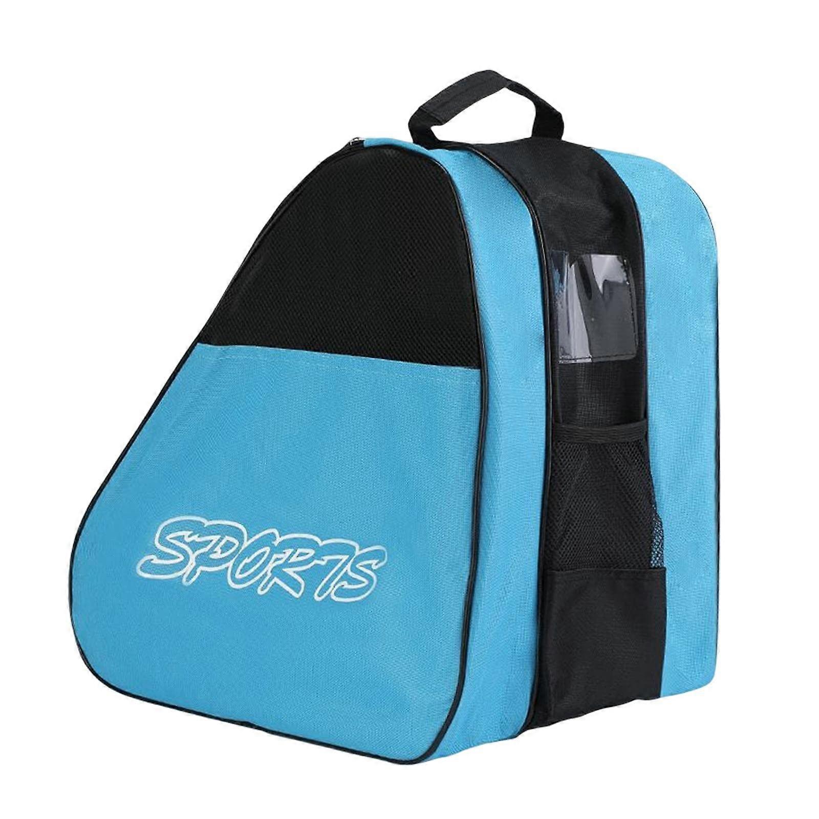 Roller Skate Bags Ice Skates Storage Bag With Adjustable Shoulder Strap For Kids And Adults Blue