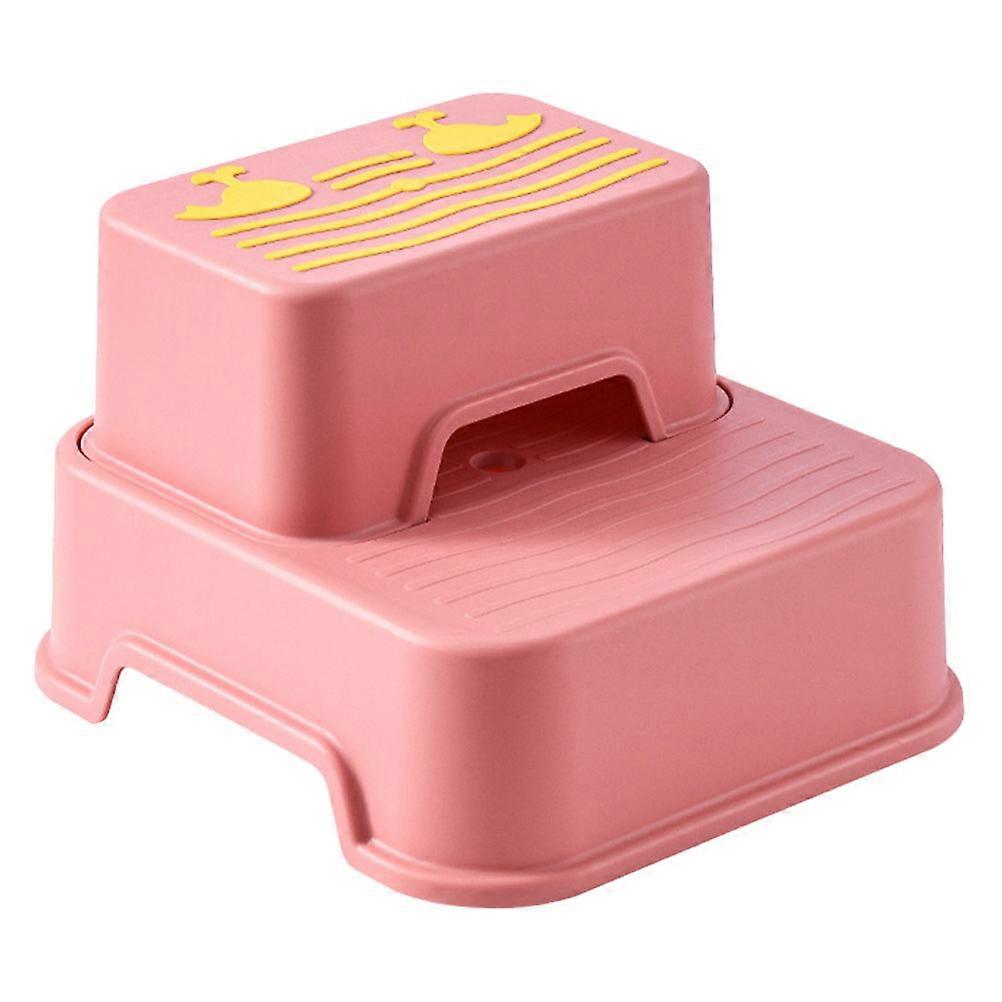 Household Children Footstool Pink Pp Material Non-Slip Footstool Daily Life Stable 1 Set