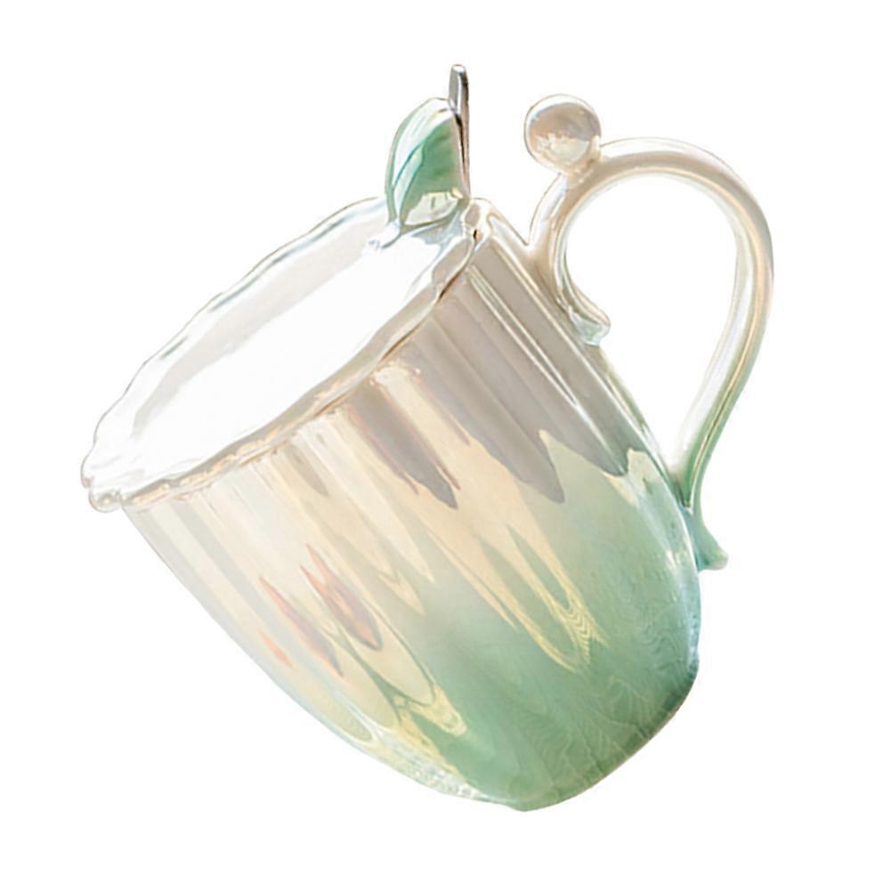 Beverage Cup for Storage Ceramic Tea Mug Lidded Light Green Pearl Shell
