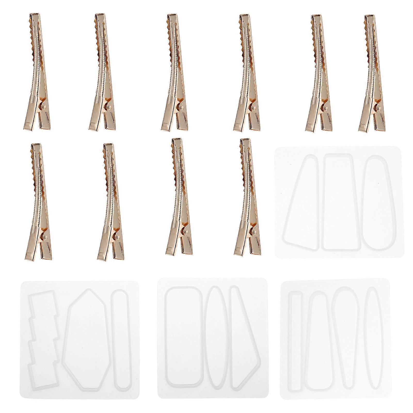 Epoxy Hair Clip Mold for DIY 14Pcs Silicone Resin Hairpins Casting Set