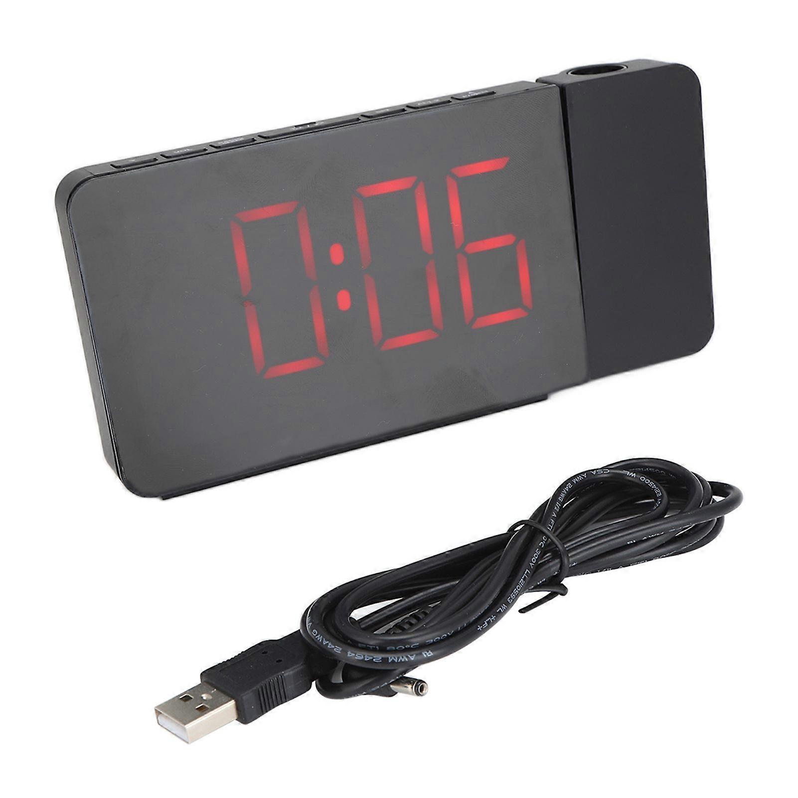 LED Projector Alarm Clock with FM Radio, Snooze Function and 4 Backlight Brightness Levels for Bedroom and Office