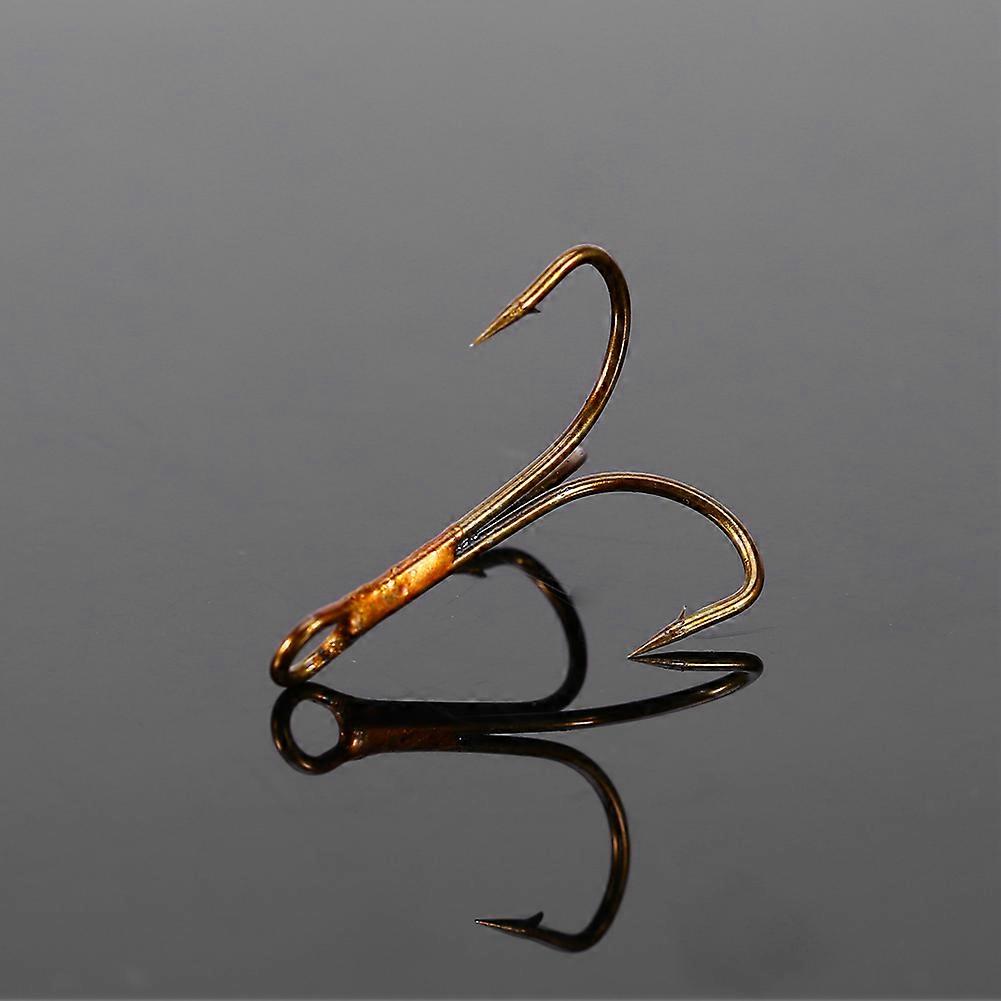 50pcs Sharpened Brown Treble Fishing Hooks 5 Sizes 2-10