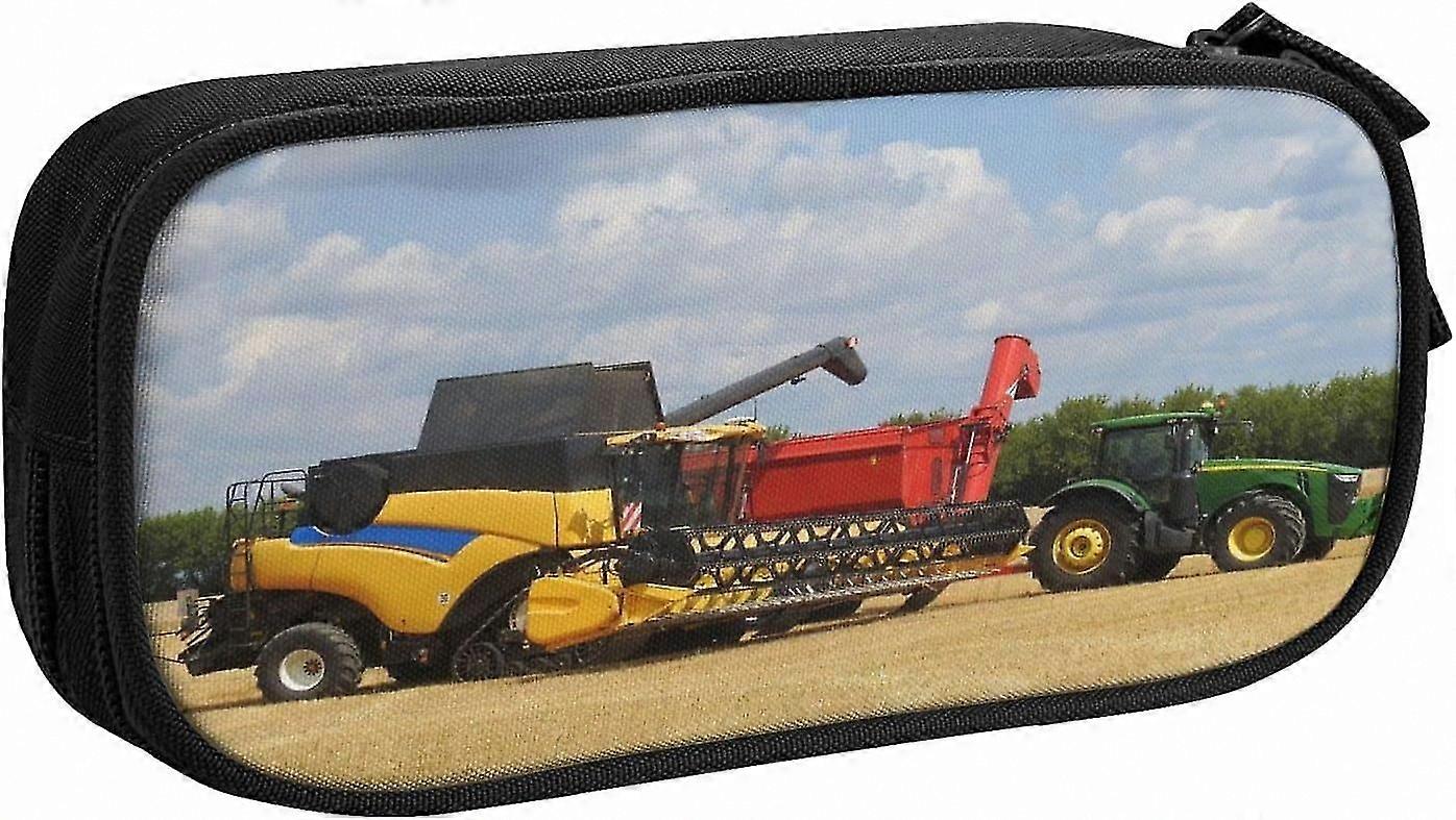 Large Capacity Pencil Case Farm Tractor Design Stationery Organizer for Kids and Adults Office Pen Holder Bag with Durable Zipper