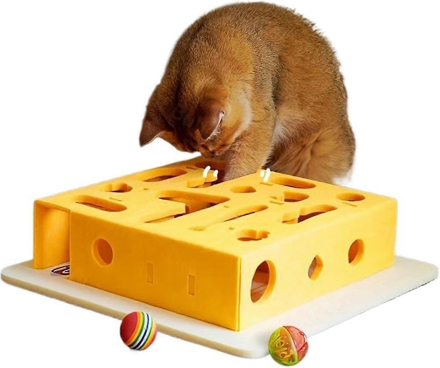 Cat Intelligence Maze Box, Interactive Cat Toys with Bell & Rainbow Balls