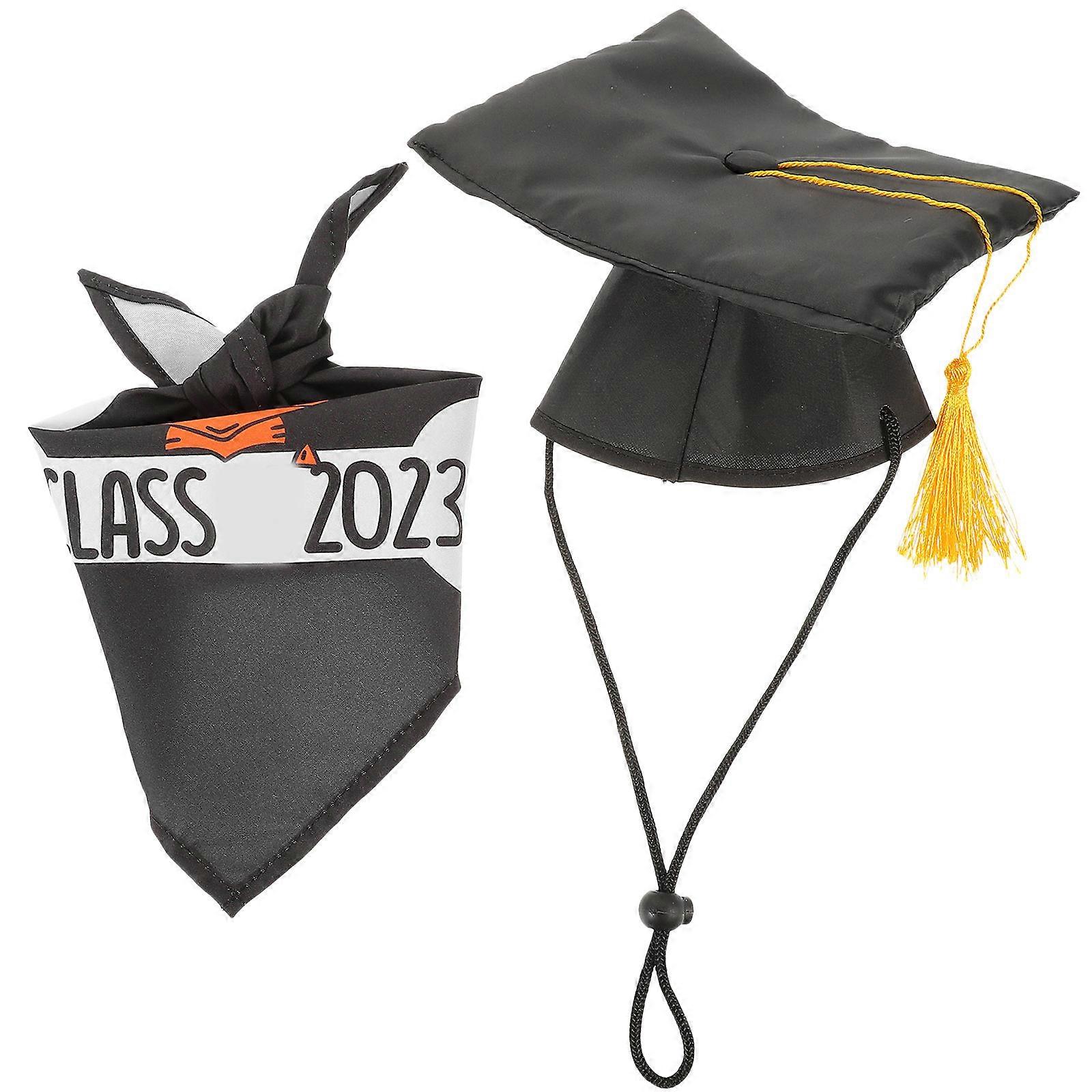 Graduation Cap and Bib Dog Graduation Cap for 4Sets Pet Decor