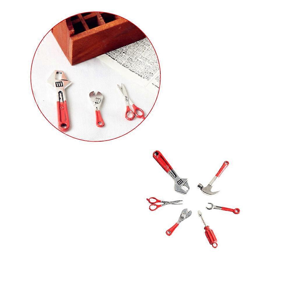 Alloy Toolbox Ornament Mini Tool Box for Desktop Decor 14Pcs Set
