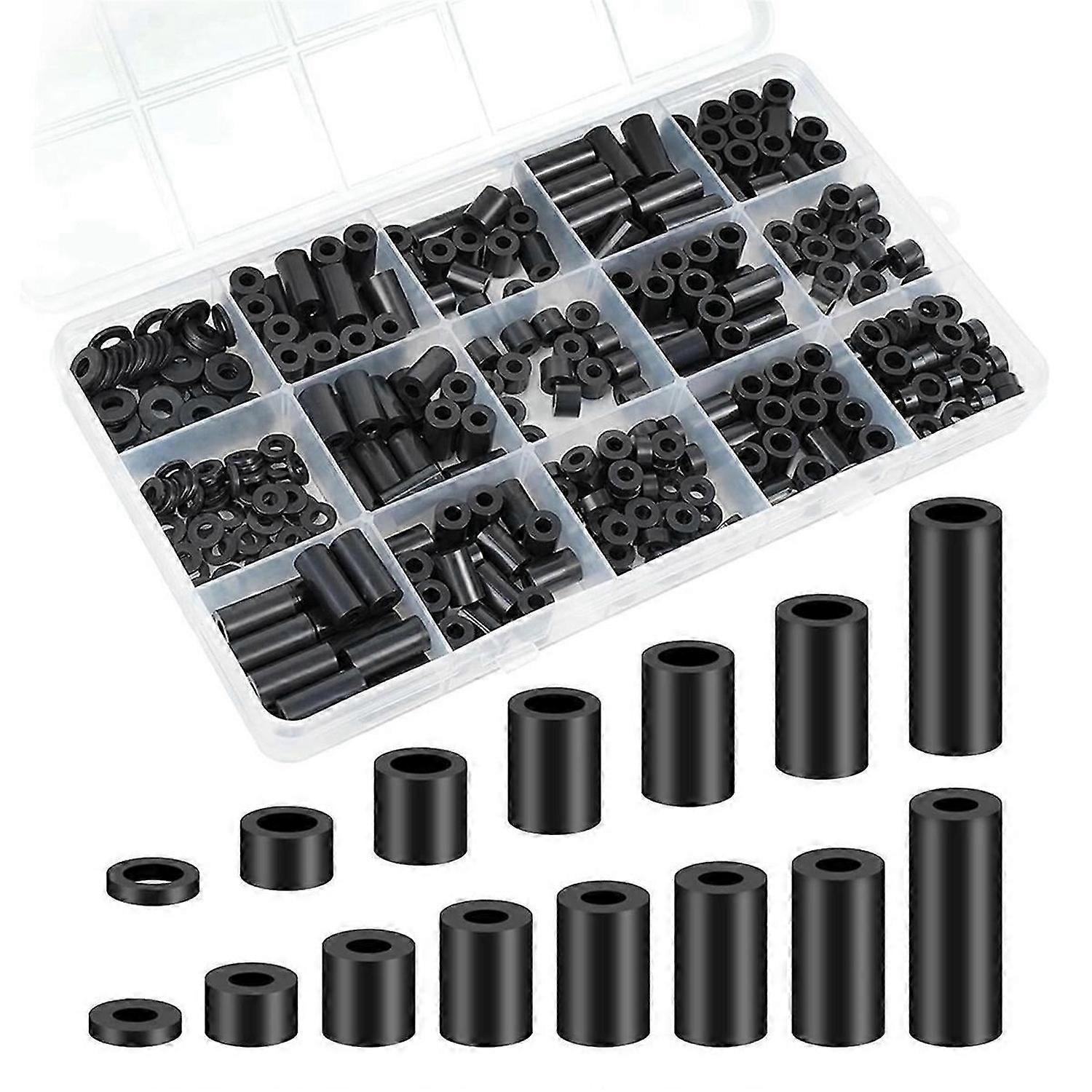 345 Pcs Electrical Outlet Screw Spacers, M3 Black Round Spacer
