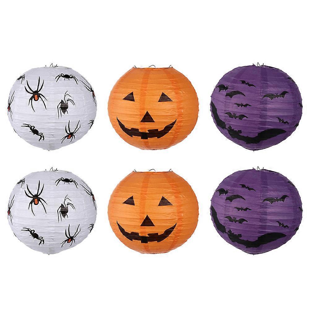 Halloween Paper Lanterns Folding Hanging Props for Decorating 6Pcs Assorted Color