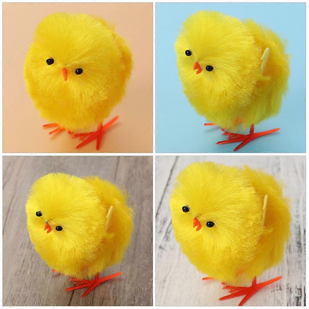 Easter Chicks Fluffy Plush Mini Chicks for Decoration 8Pcs Yellow Set