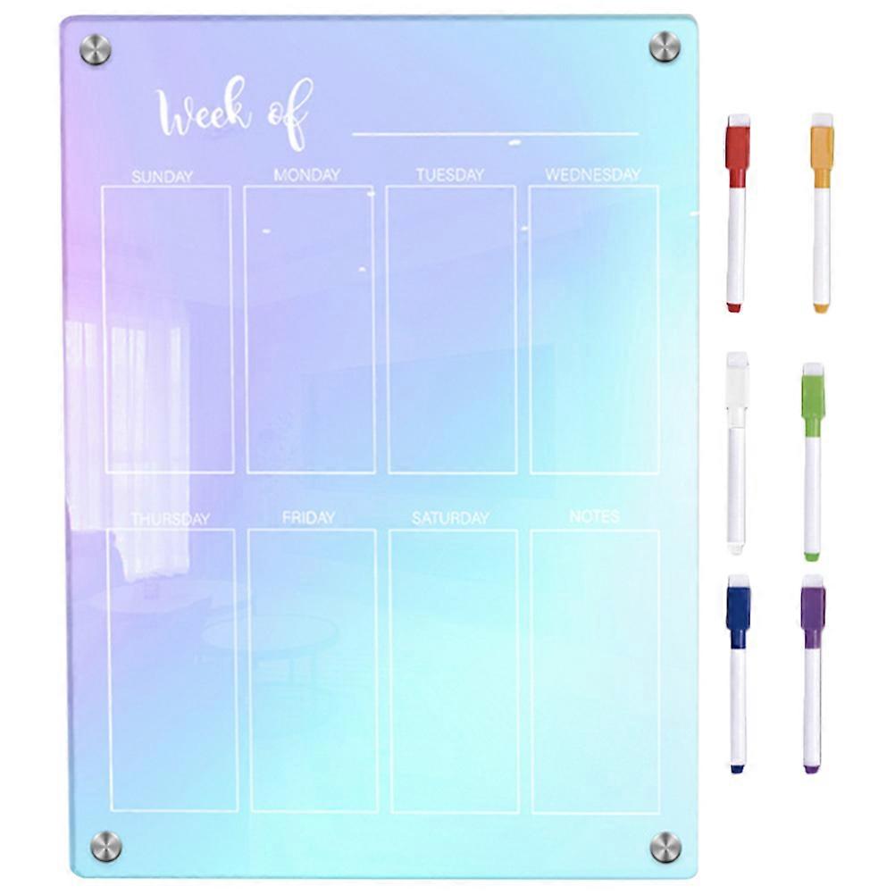 Magnetic Weekly Planner Board Acrylic Refrigerator Planner for Fridge Assorted Color Reusable Schedule Planning 1 Set