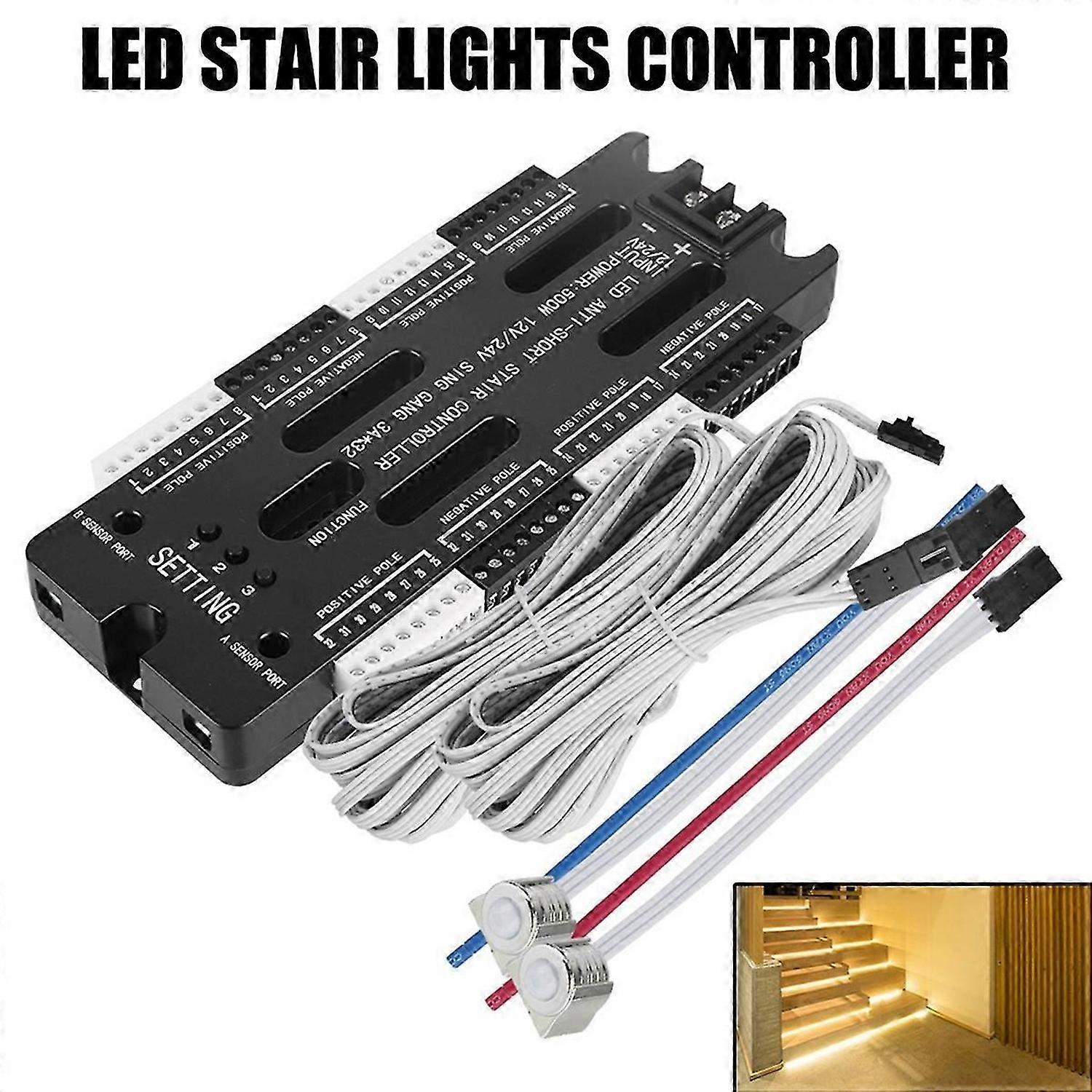 For Stairs Flexible Strip Indoor LED Motion Sensor 32 Channels Adjustable Brightness DC 12V 24V Stai