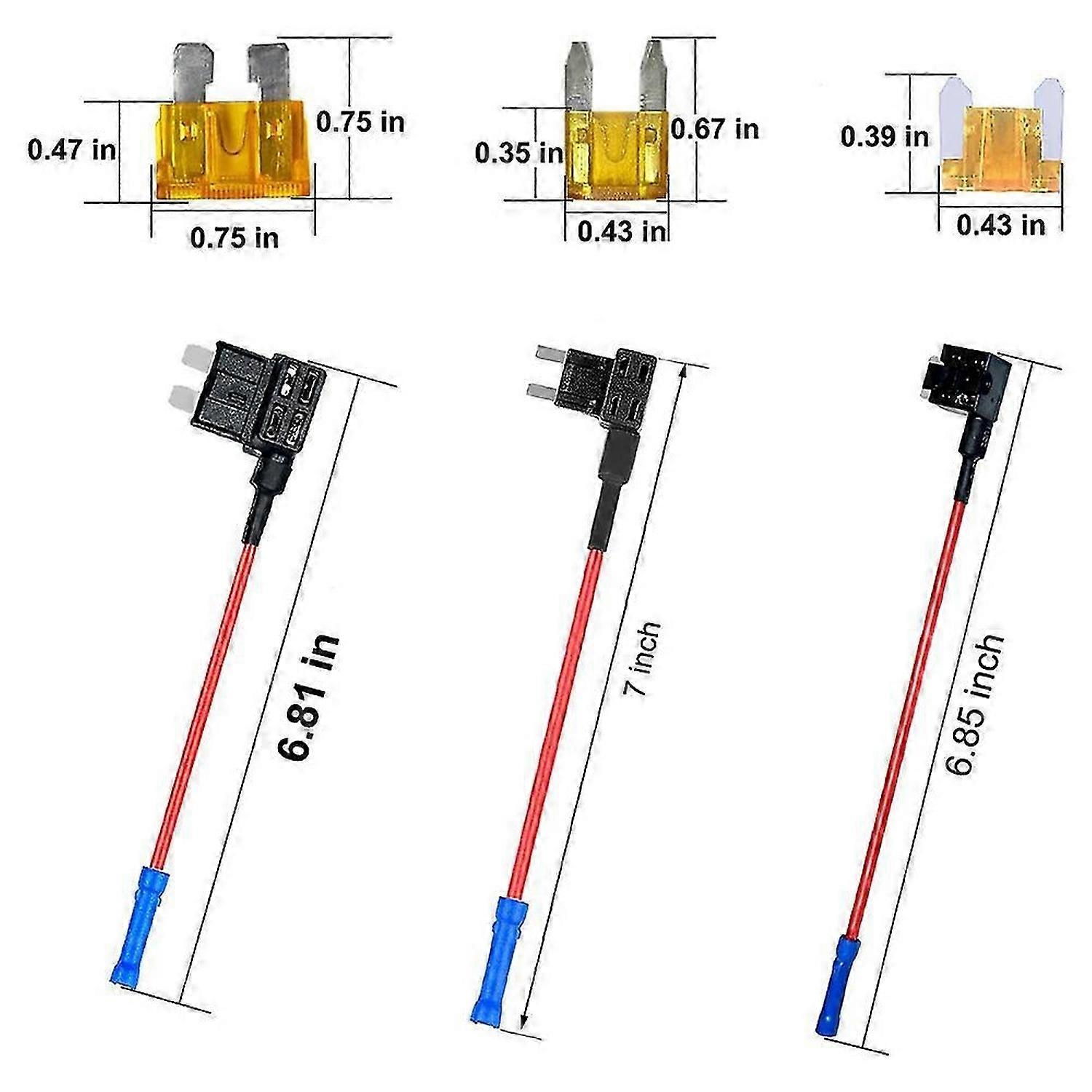 3 Types Add-A-Circuit Adapter & Fuse Kit - Fuse Tap Fuse Holder with Fuse for Cars Trucks Boats