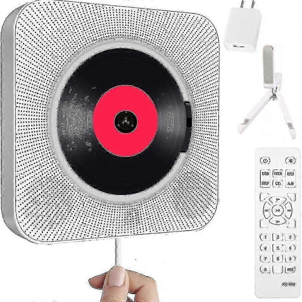 Portable Cd Player With Bluetooth - Wall Mountable Home Audio With Fm Radio And Remote Control