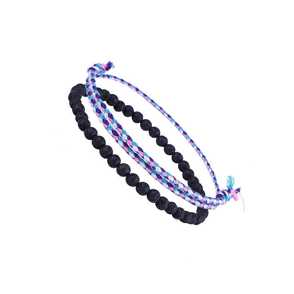 2 Pieces Braided Bohemian Bracelet Anklets Woven Set Cord Bangles Leg Chain Fabric Handcrafted Adjustable for Beach