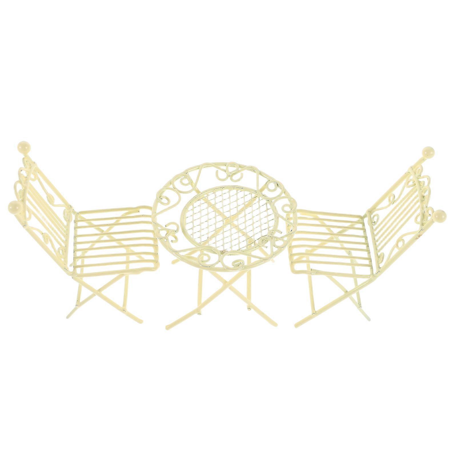 Miniature Furniture Model Iron Table and Chairs for Home Use 1Set