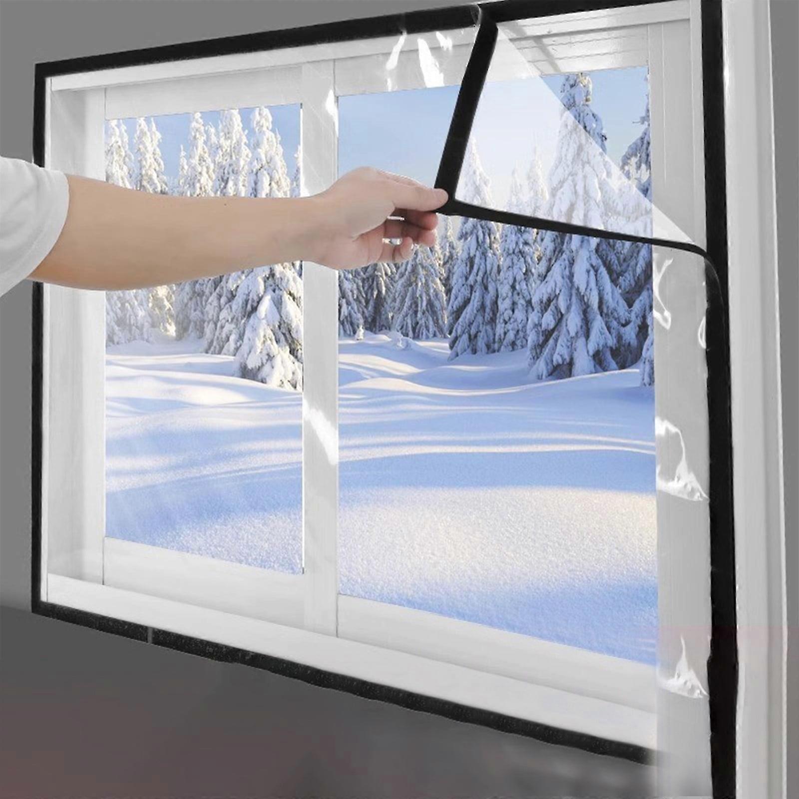 Yyuenw Window Insulation Kit for Winter, Winter Window Windproof Leakage Windscreen,Easy to Open for Ventilation with Adjustable Hook & Loop Straps