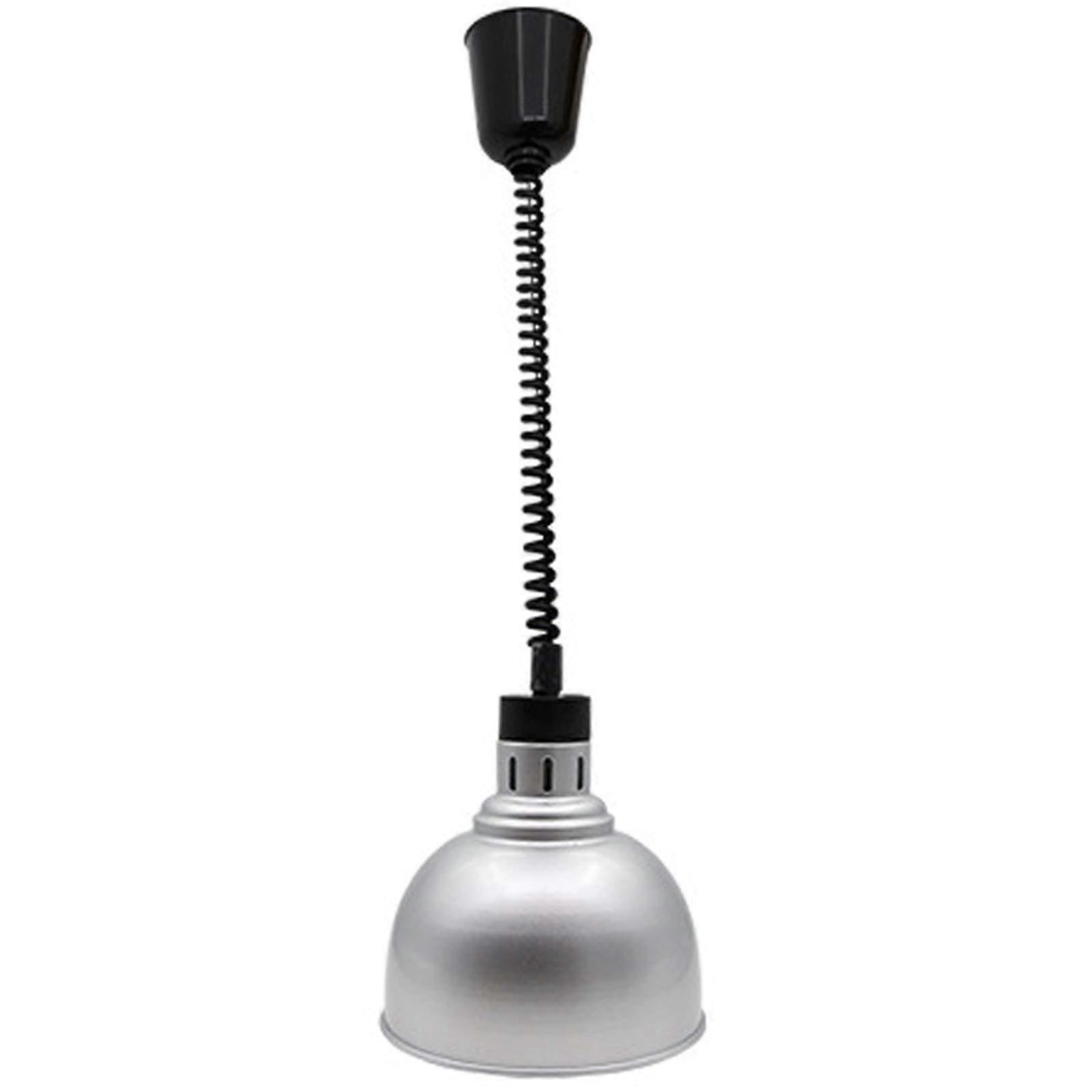 Food Heat Lamp 250W, Silver Telescopic Hanging Pendant Warming Lamp for Buffets and Restaurants with Heating Bulb
