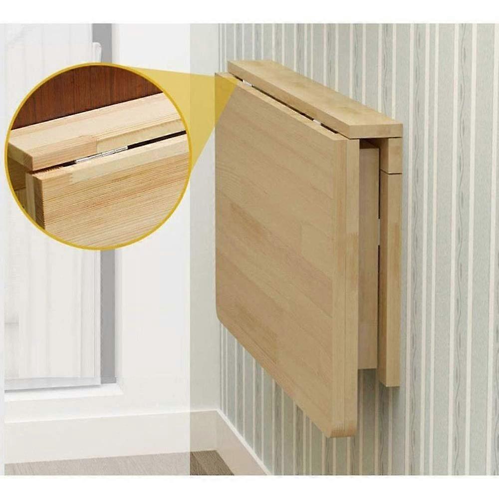 Wall Table Folding Wood Study Table Space Saving Beige Frame 80x60cm 32x24in