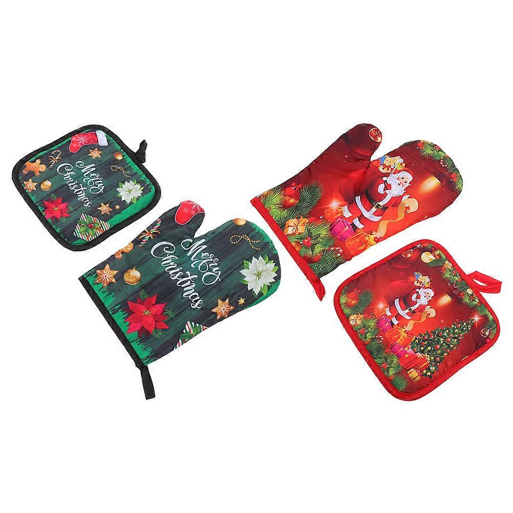 Insulation Oven Mitts For Kitchen Use Featuring Craftsmanship And Classic Style 4Set Of Heat Resistant Gloves In Various Colors