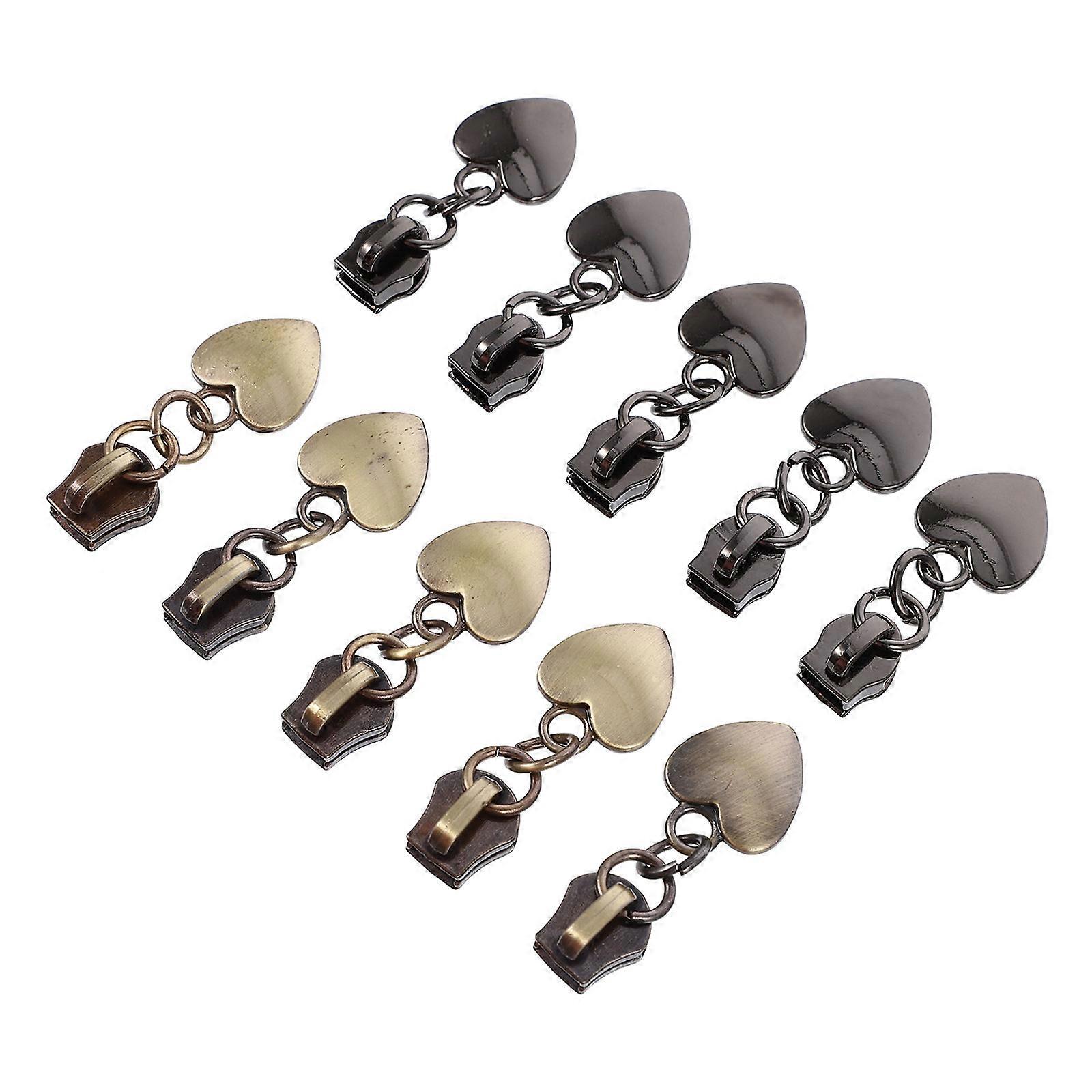 10Pcs Metal Zipper Puller for Bag Use Heart Design Creative Style