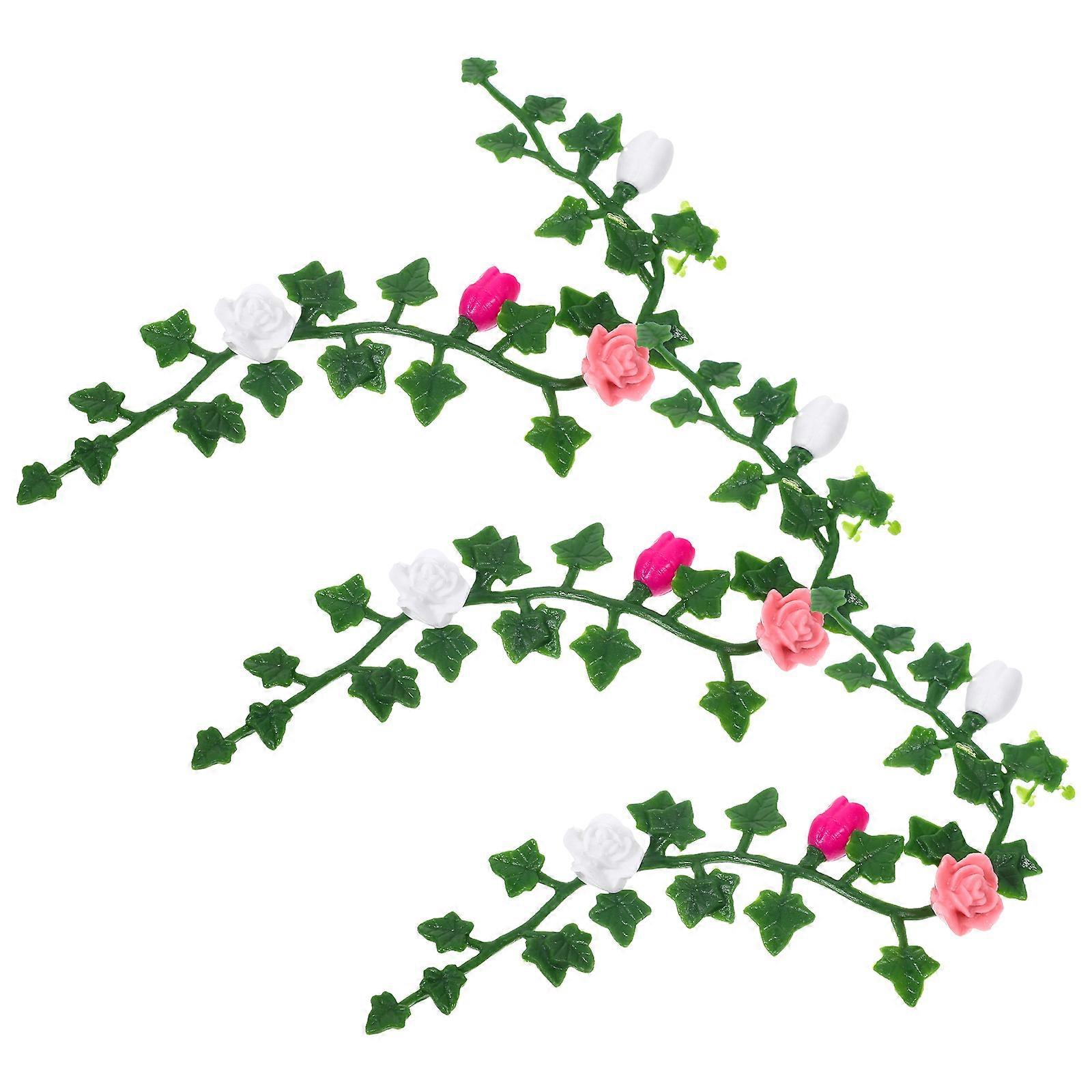 Mini Flowers Vine Model for Decoration 6Pcs Artificial PVC Miniature Supply