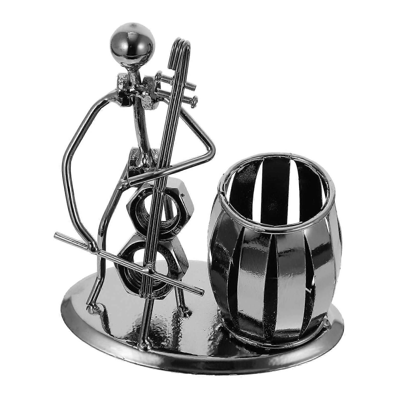 Practical Brush Barrel Iron Pen Holder for Desktop Organization 2Pcs