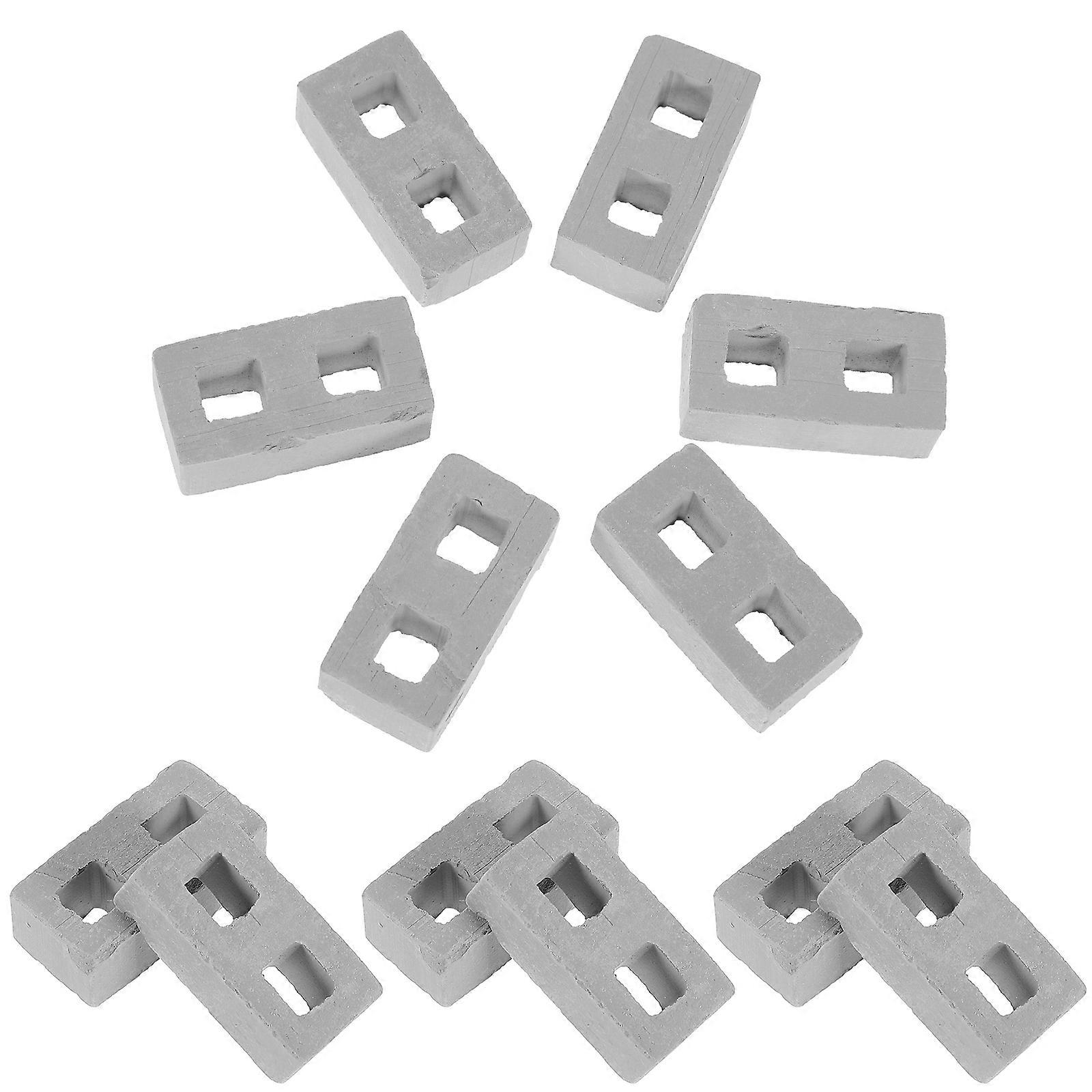 Grey Mini Bricks for Decor Ceramic Miniature Brick Model 50Pcs Set