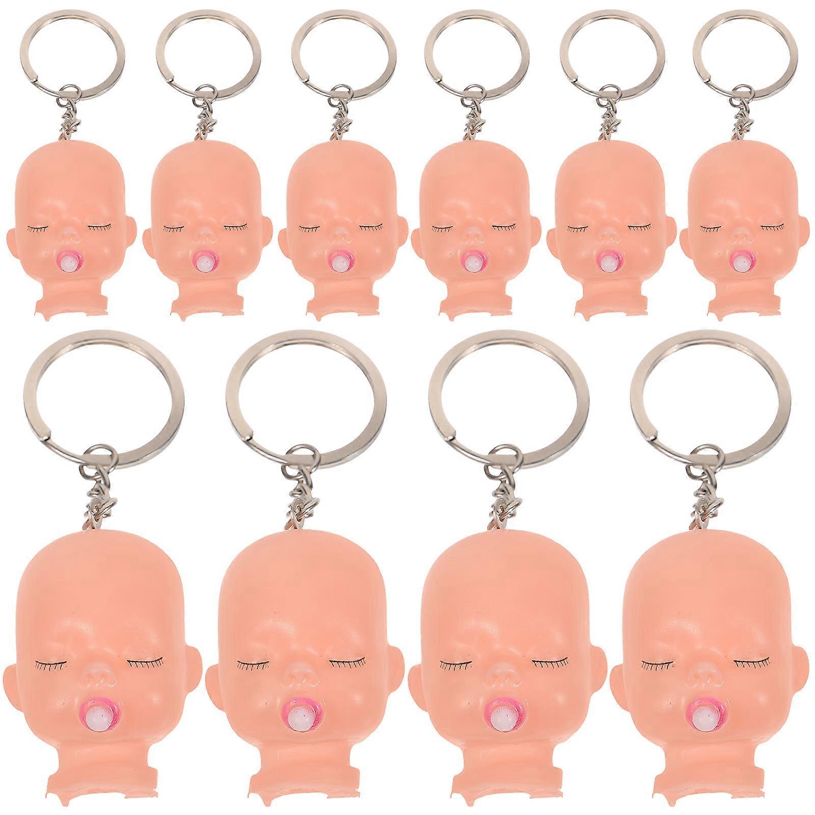 Decorative Bag Ornament Keychain for Keys and Bags with Stylish Doll Head Design in Beige Made of Durable Materials with 30Set Count