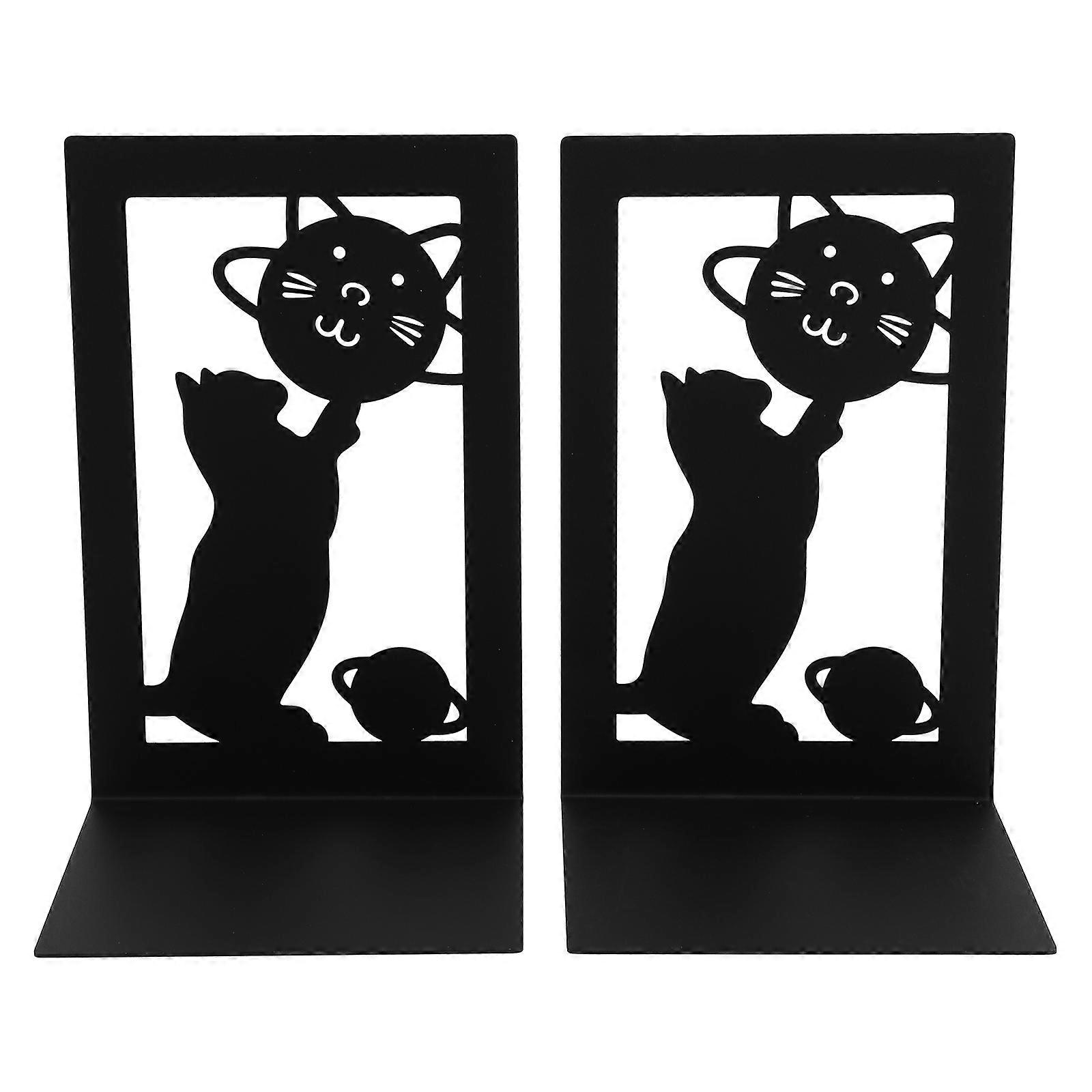 Practical Book Storage Bookend Metal Iron 6Pcs Black Set