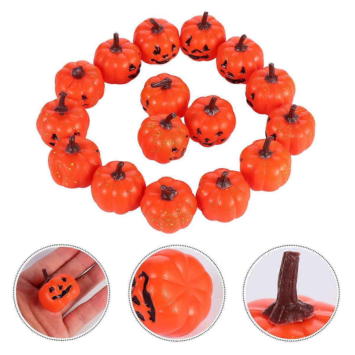 Plastic Pumpkin Halloween Ornament for Decor 16Pcs Orange
