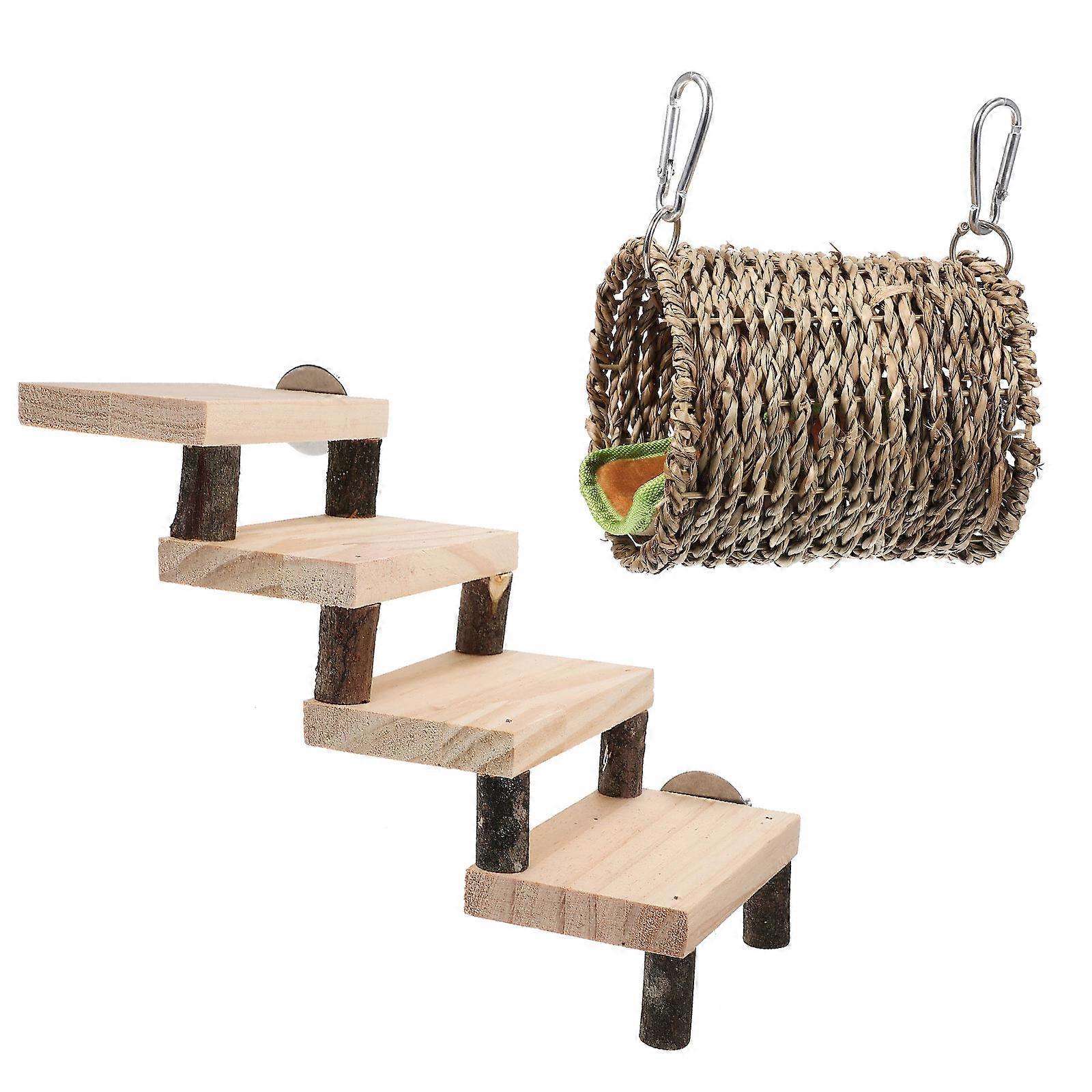 Hamster Climbing Frame Small Animal Hut Habitats For Hamster Indoor Use Wood Material Nest Shape Sleeping Nest 7.9X3.9X6.3In 1Set
