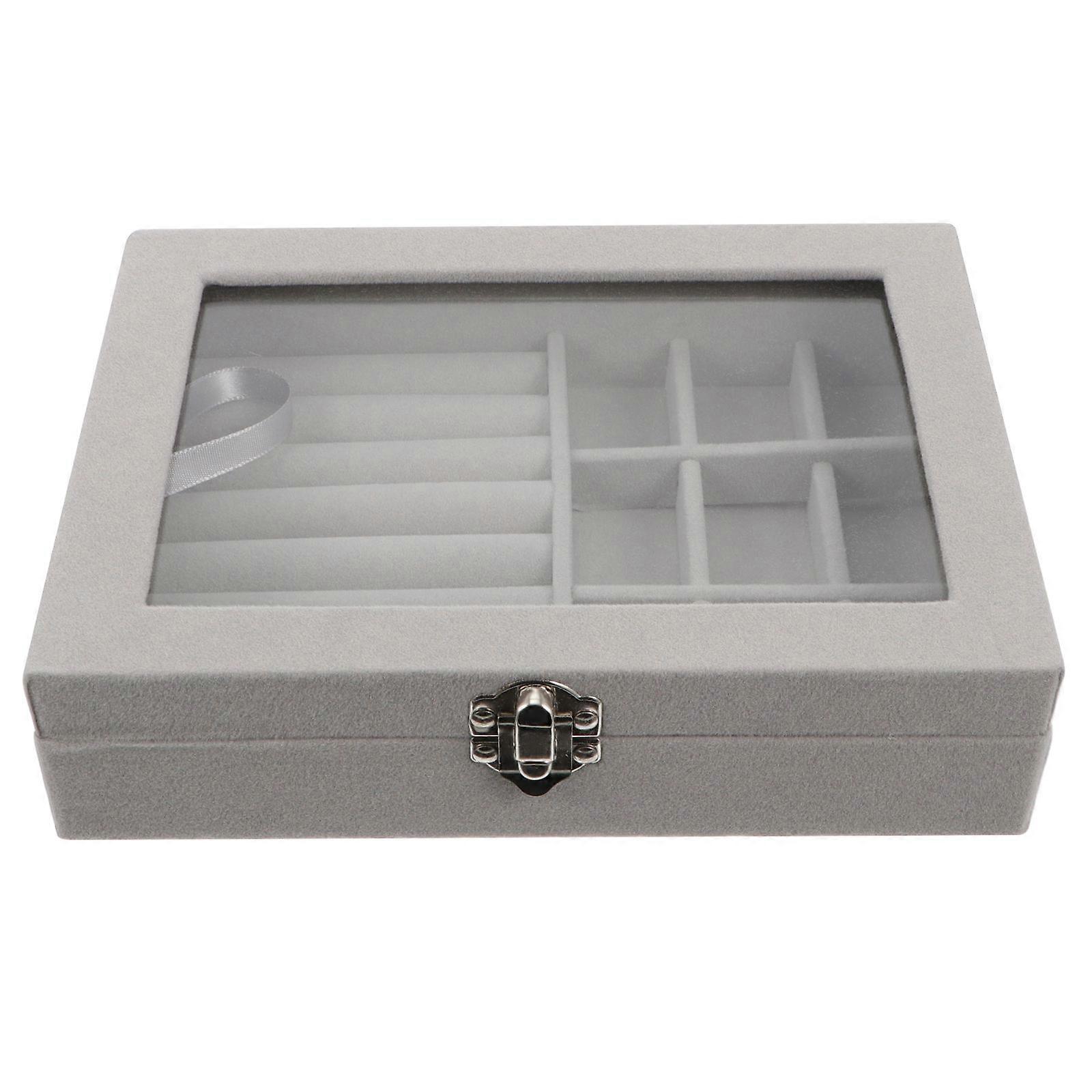 Earring Rings Jewelry Holder Home Use Display Mdf Lint Rectangular 1Pack