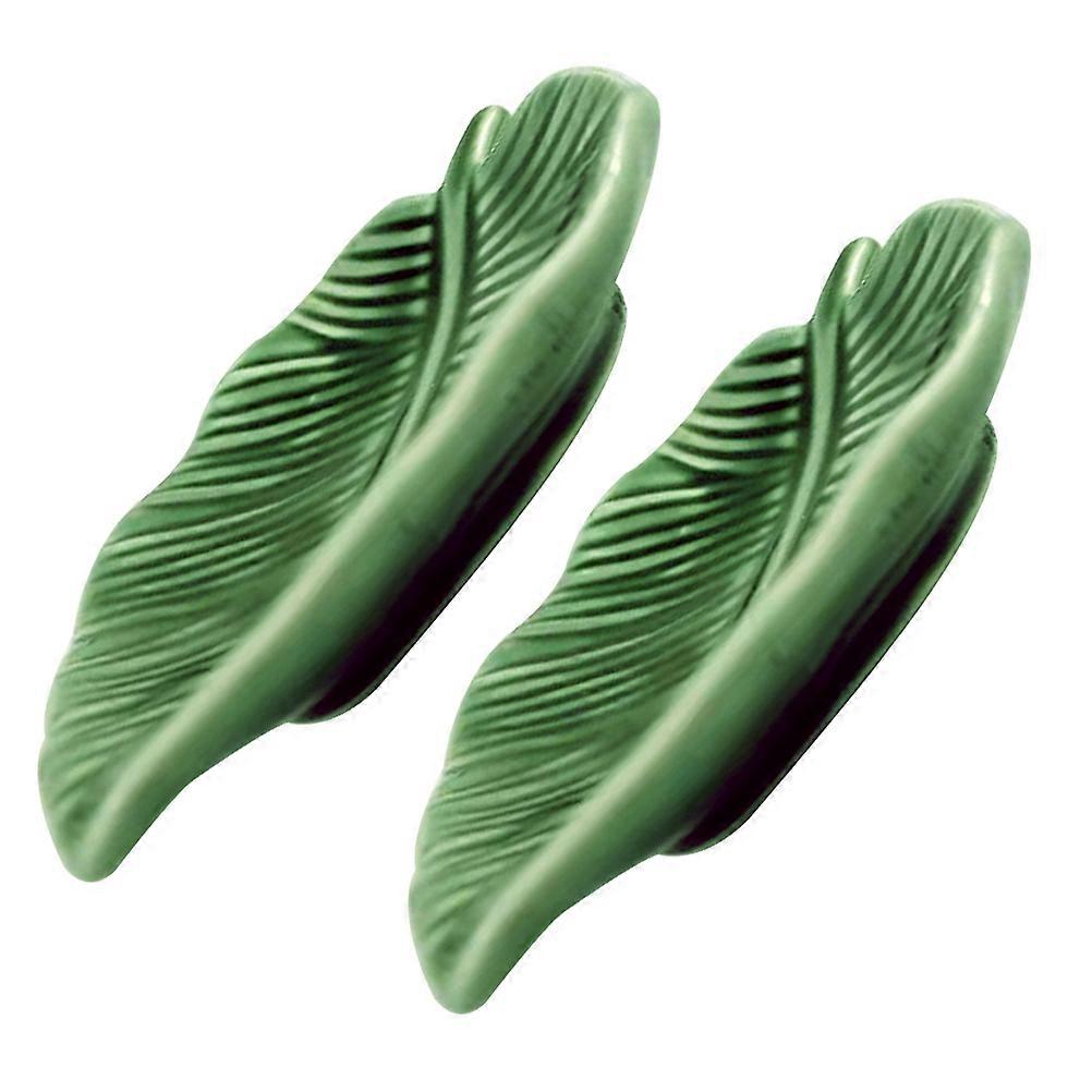 Leaf Shape Ceramic Plate for Storage Use 6Pcs Jewelry Display Organizer Tray