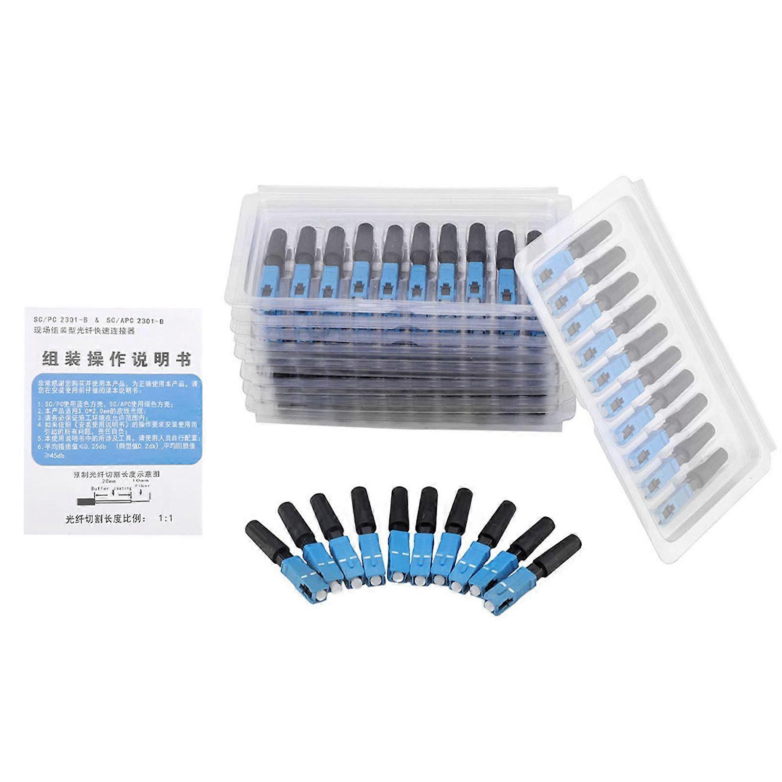 100pcs Embedded SC Optic Fiber Quick Fast Connector Adapter for FTTH
