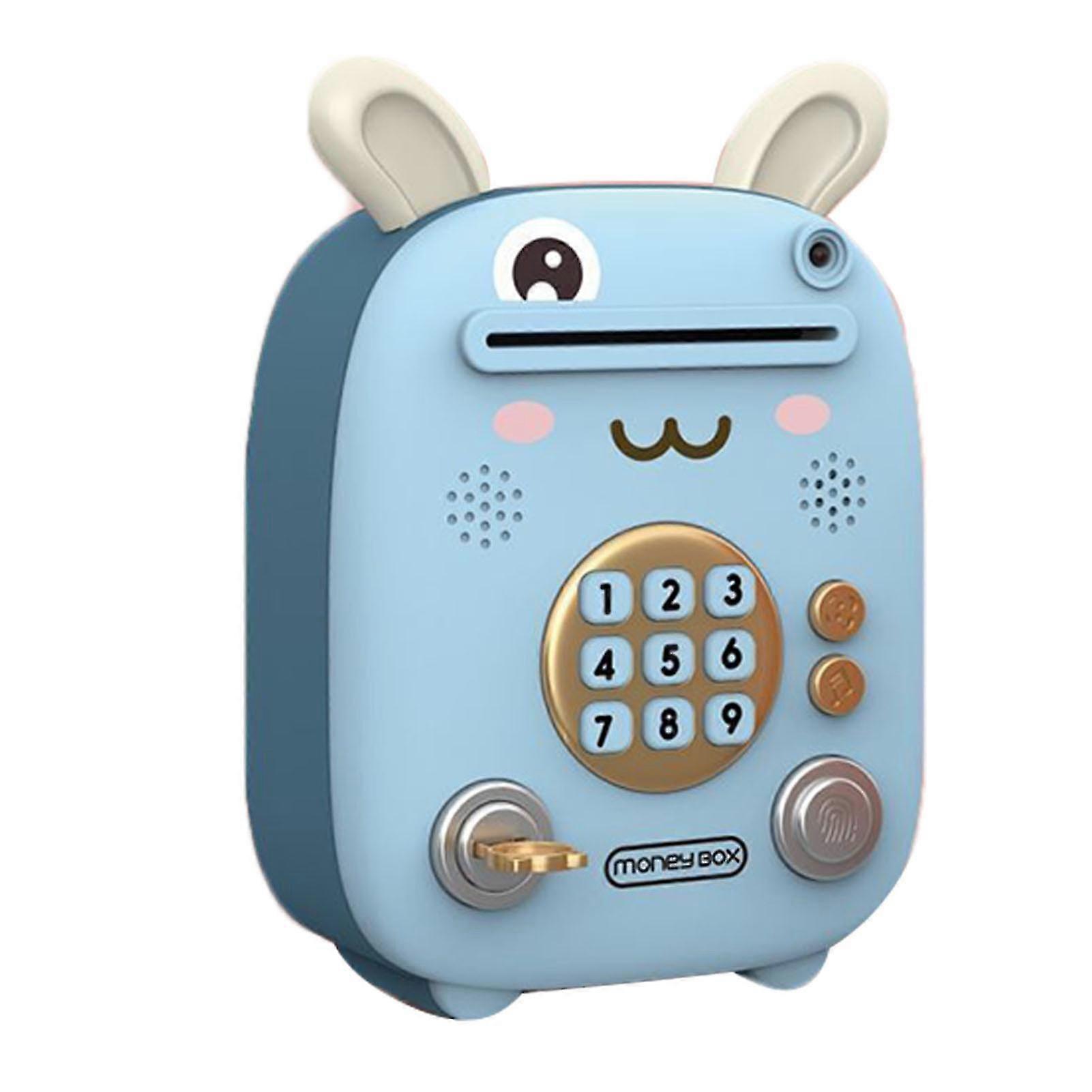 Mini Electronic Piggy Bank, Fingerprint Password & Face Recognition, Light Music, Little Rabbit Design for Kids