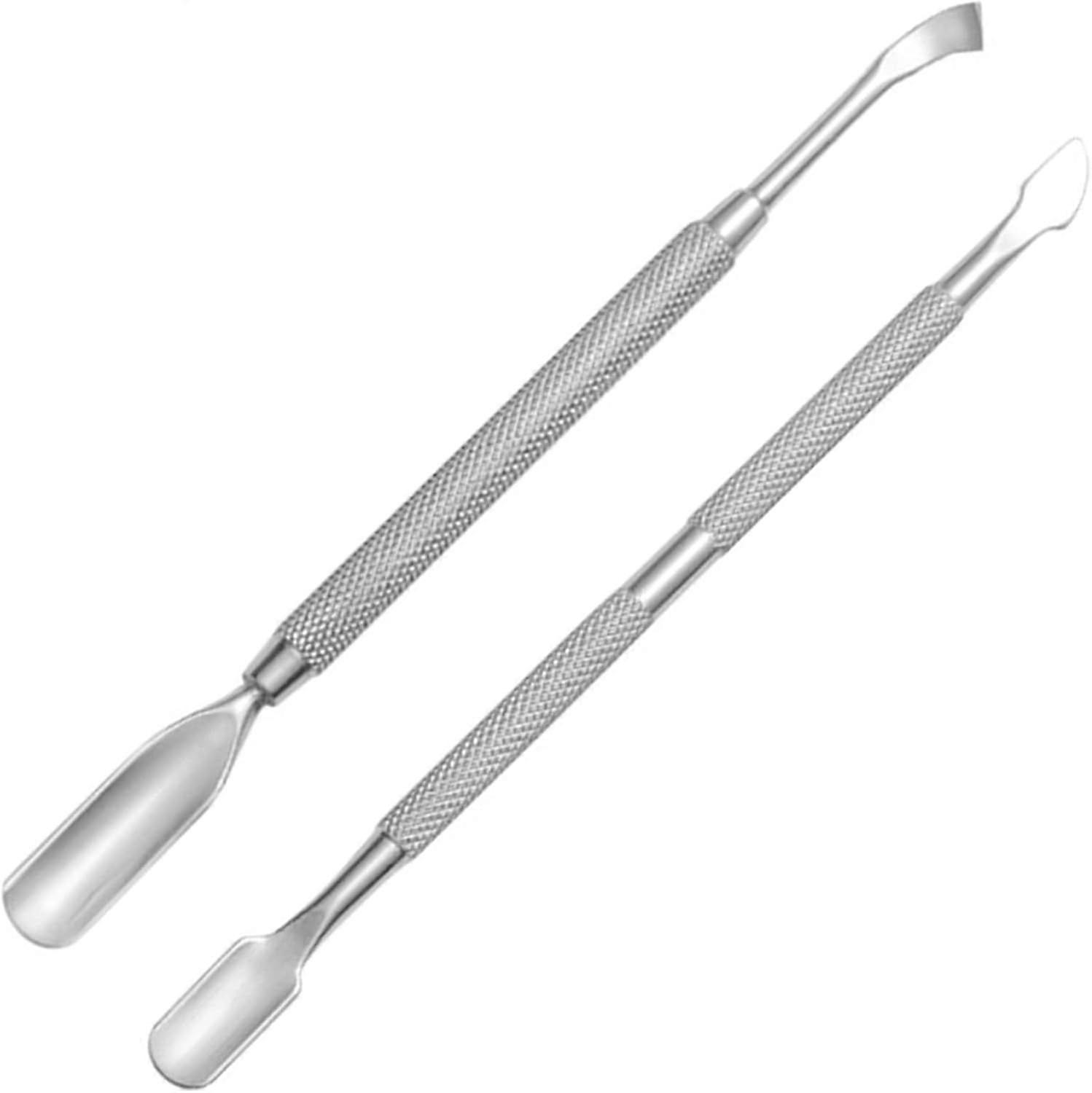 Cuticle Pusher [2 Pieces], Professional Double Sided Stainless Steel Cuticle Pusher Tool, for Cleaning Fingernails and Toenails