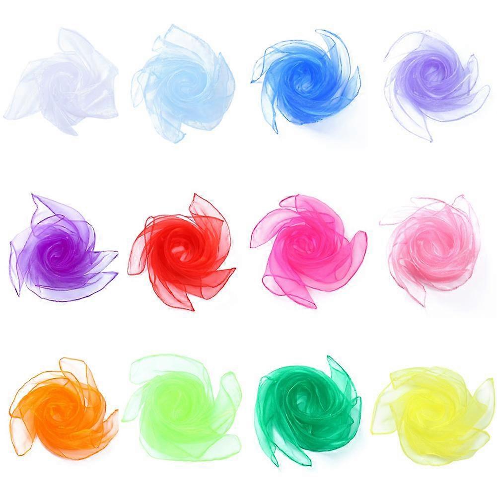 For Kids Chiffon Dance Scarves 12Pcs Set Soft Breathable Square Performance Scarves for Stage