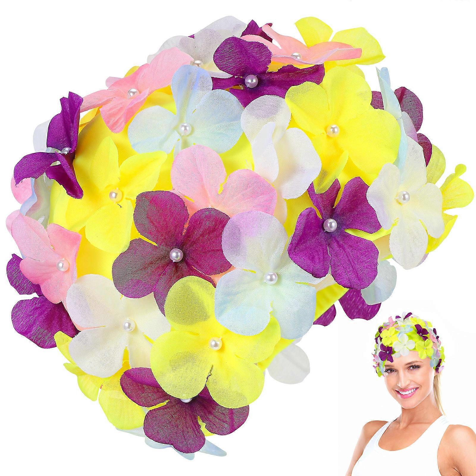 Flower Swim Cap Stylish Swimming Hat for Comfortable Use 6Pcs Assorted Color