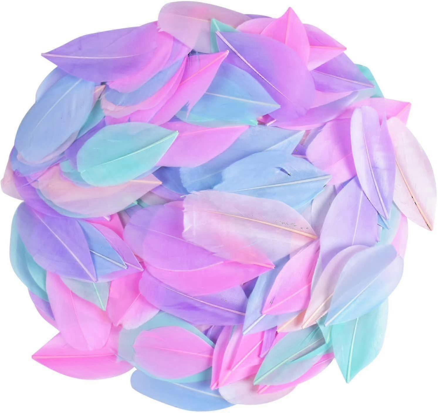 300 Pcs Feathers For Crafts, Colorful Feathers, Natural Goose Feathers, Feather