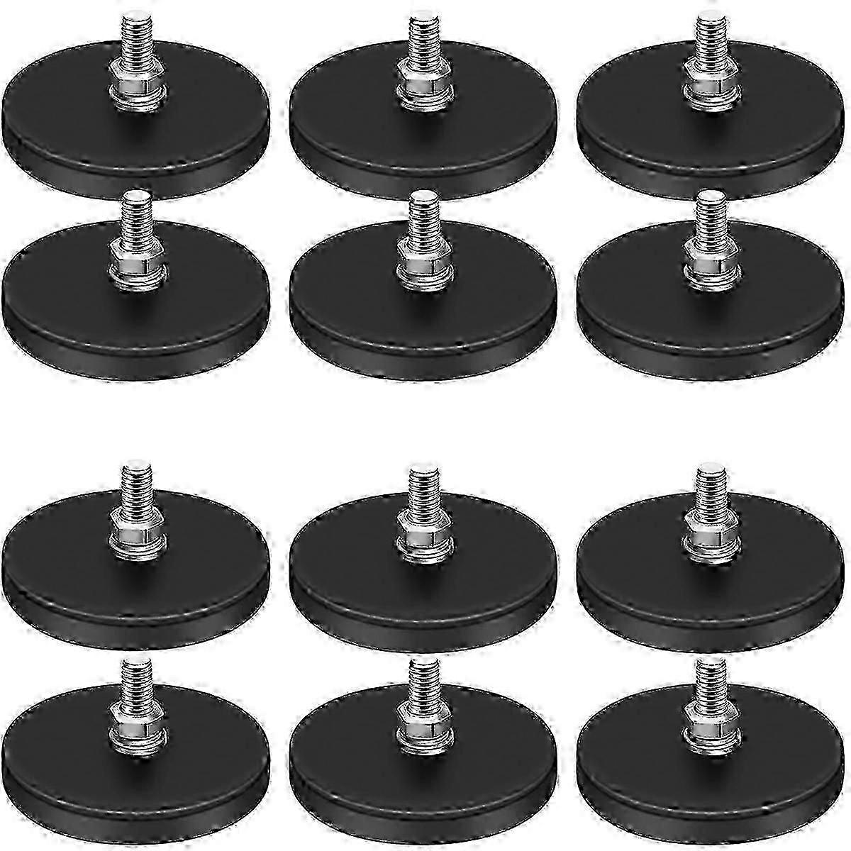 Rubber Coated Magnets,22LBS Neodymium Magnet Base with M6 Threaded Magnet with Bolts and Nuts,Strong Magnets Hold 12PCS