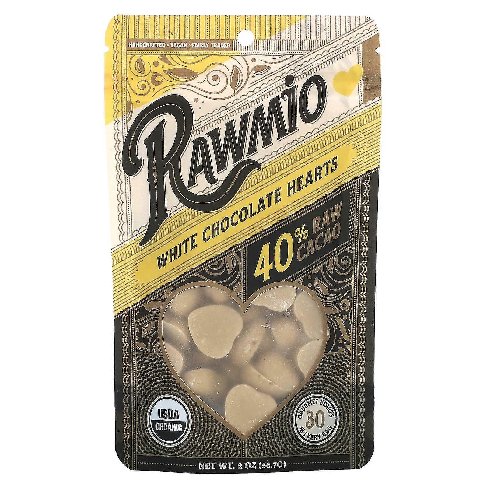 White Chocolate Hearts, 40% Raw Cacao, 2 oz (56.7 g)
