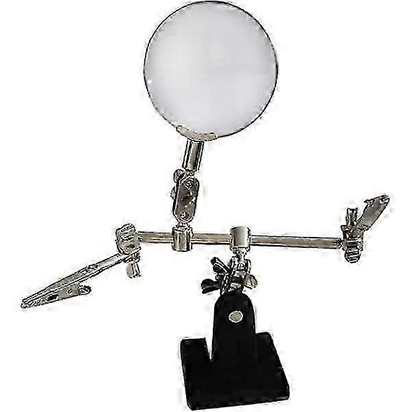 Third Hand Magnifier With Clamps - Helping Hand Ideal For Soldering - Equipped With A Magnifying Glass With 2x Magnification Cs Fast