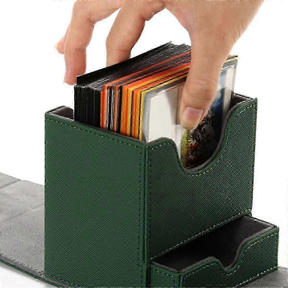 Card Storage Box with Dice Tray Collectible Card Case for Gathering Game Sleeved Cards