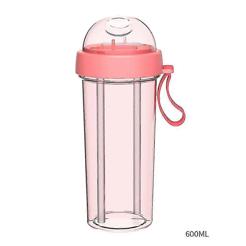 Practical Large Capacity Double Straw Drinking Glass Leakproof With Handle Double Cup