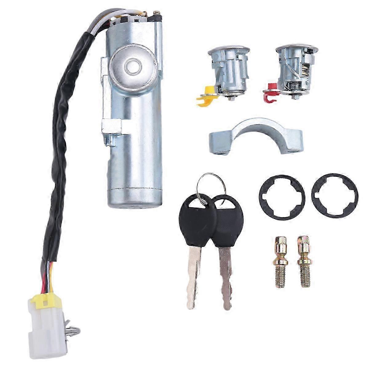 Car Ignition Switch Left Right Door Lock Set with 2 Keys for Navara D22 1997 1998-2003 2004 2005 200