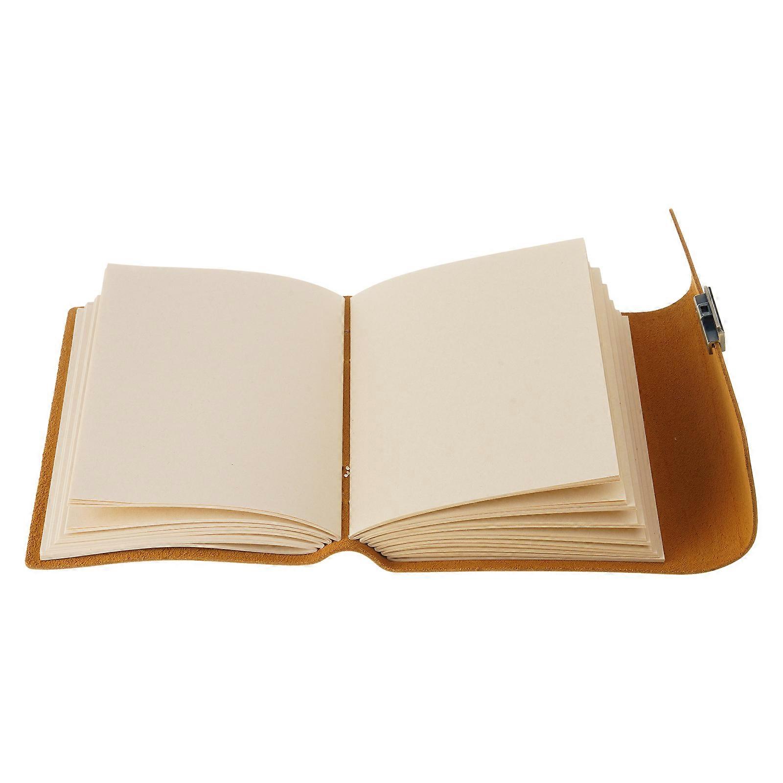 Vintage Leather Notebook Journey Notepad Password Lock Not Bleeding Blank Paper for Writing Doodling Drawing Scrapbook  A7