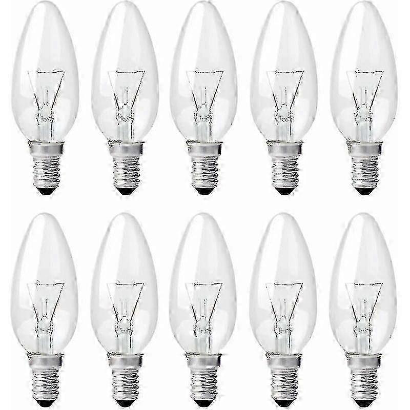 10 Pack of Dimmable Incandescent Flame Light Bulbs with 40W Clear Edison Screw E14 Base Edition 1104